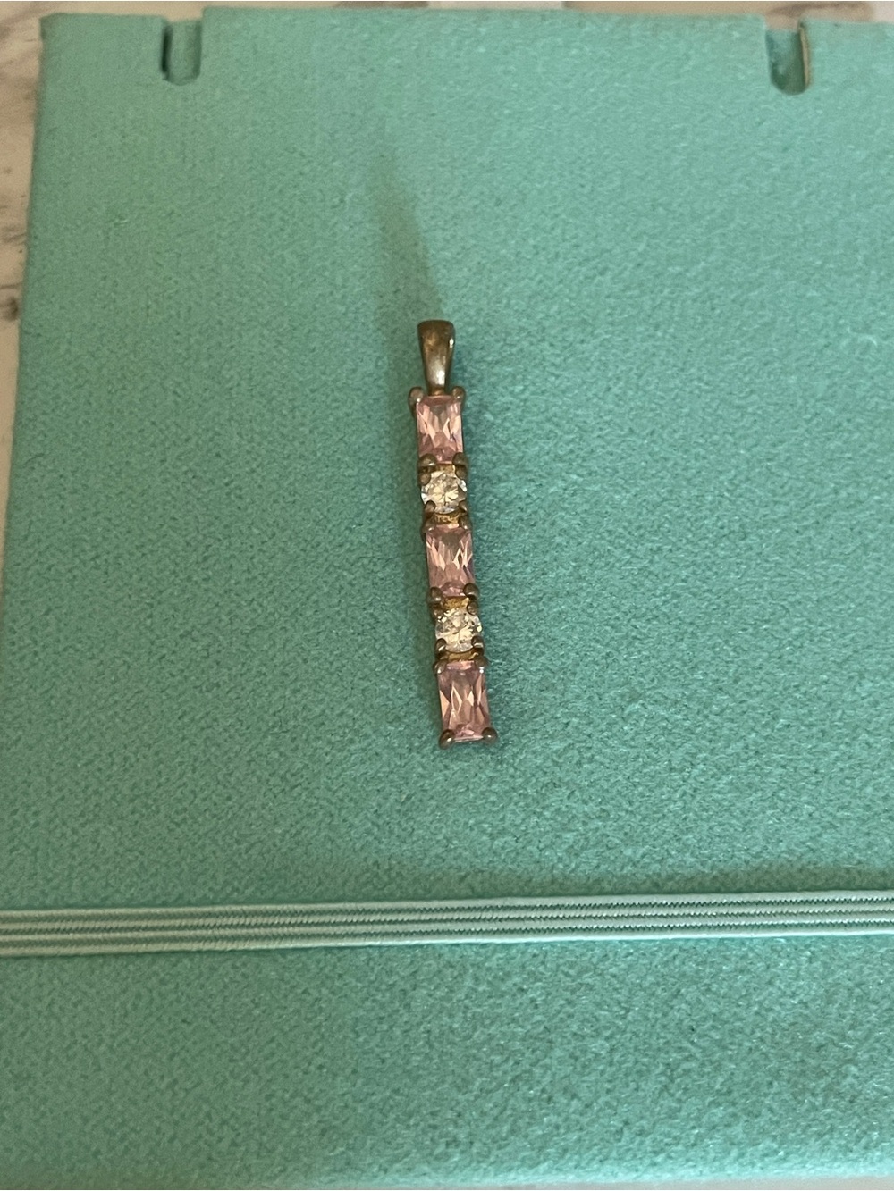 Pink Crystal Bar Pendant Charm for Necklace - Elegant Women’s Jewelry